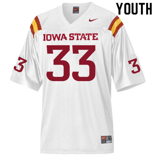 Youth #33 Mason Chambers Iowa State Cyclones College Football Jerseys Sale-White